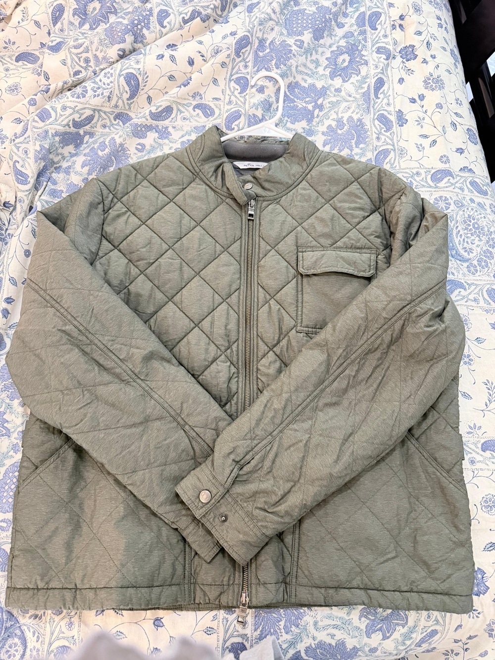 Peter Millar Quilted Olive Zip-Up Shirt Jacket